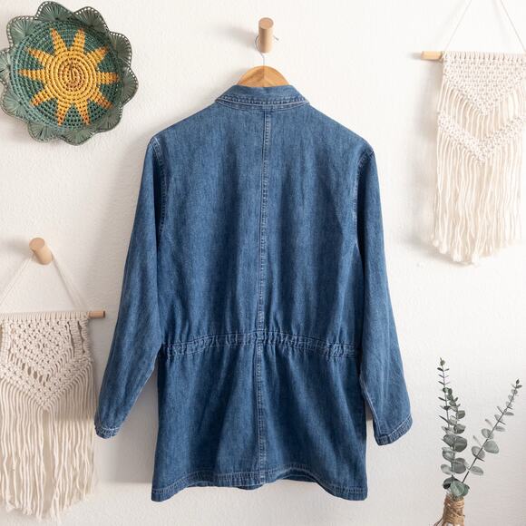 Denim & Co. Blue Denim Jean Casual Utility Chore Coat Size Medium - Picture 3 of 6